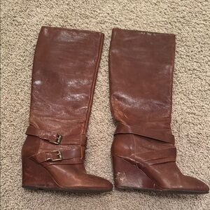Steven By Steve Madden Tan Leather Wedge Boots